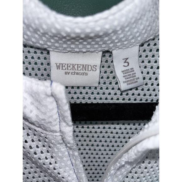 Chico's Weekends 3 (XL) Knit Mesh 3/4 Sleeve Zip Front Jacket - Picture 5 of 8